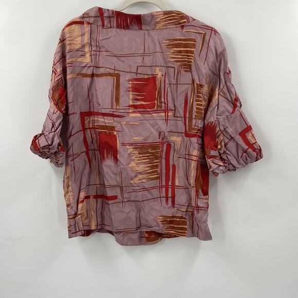 Corey Lynn Calter pink and red striped silk blouse - Picture 4 of 7